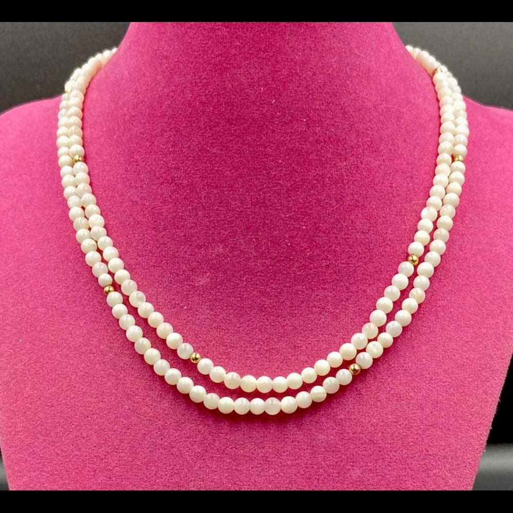 Sale ✨ Freshwater Mother of Pearl Beaded Necklace + 14K Gold Beads